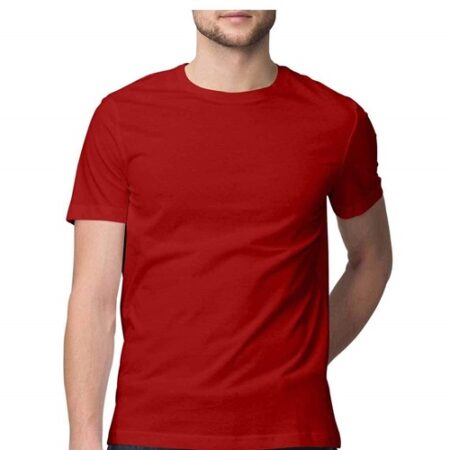 Pure Red Men's T-Shirt - Classic Fit, 100% Cotton, Casual Crew Neck Tee