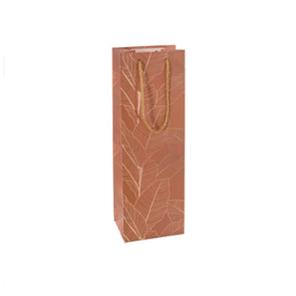Plain Wine Bag with Leaf Patterns – Eco-Friendly Cotton Handle Bottle Packaging